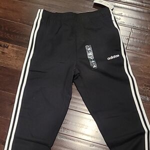 adidas Black Sweatpants with White Stripes